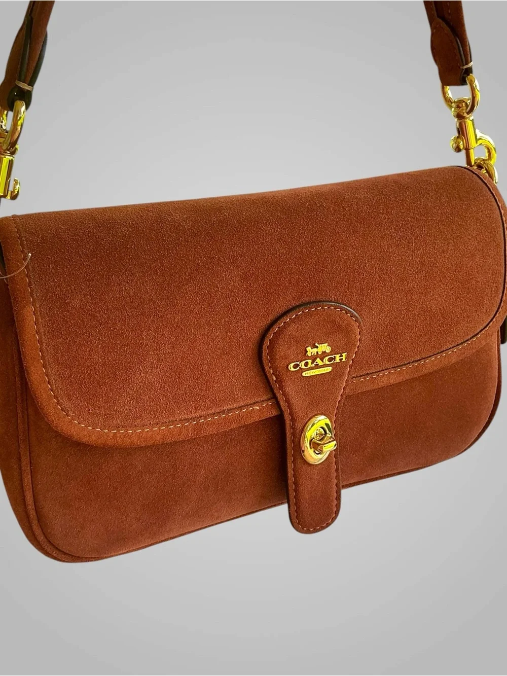 Coach Hadley Suede Crossbody Shoulder Bag Clay Brown CEB10 NWT