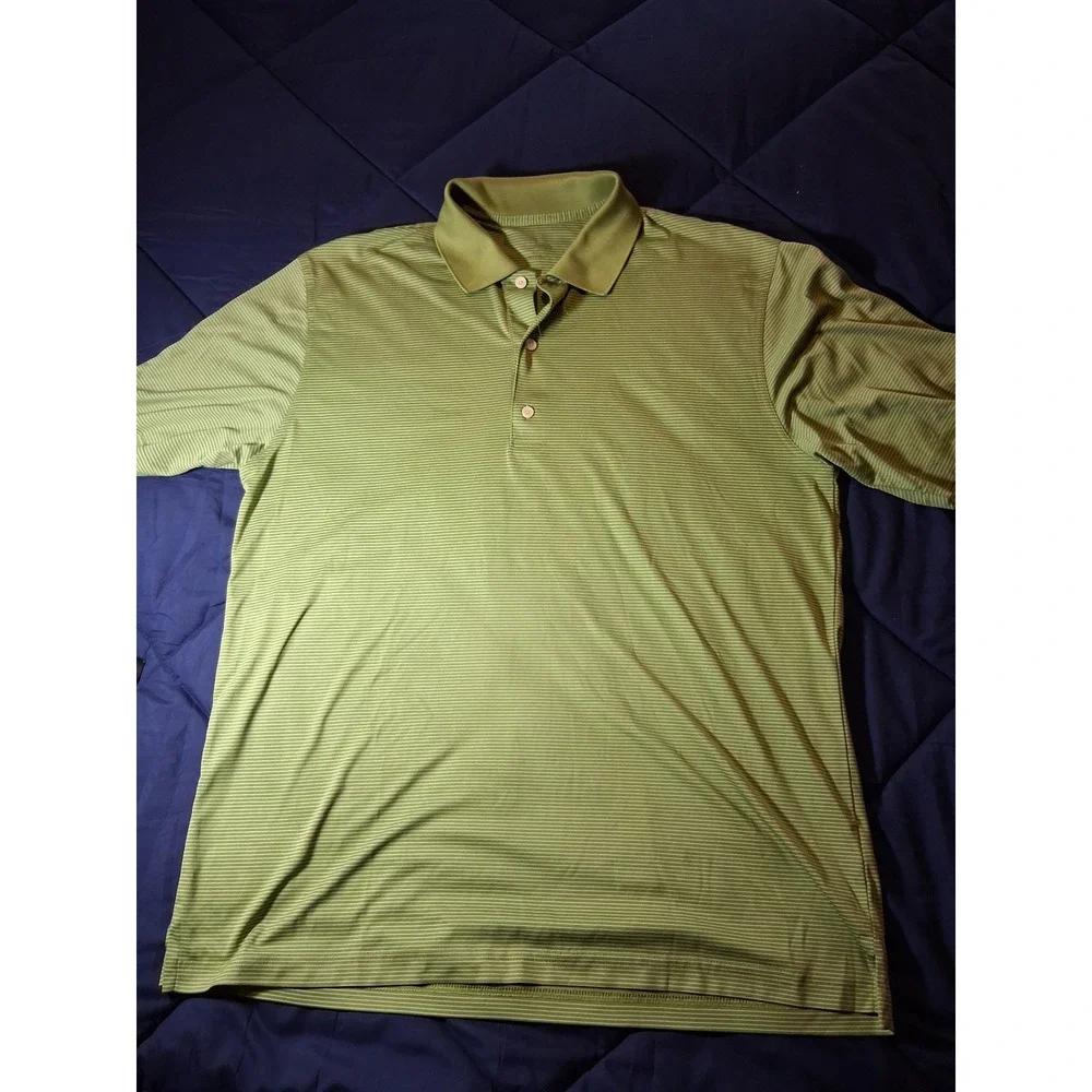 Nike‎ Play Dry Mens Green Striped Performance Golf Polo Shirt Size Large
