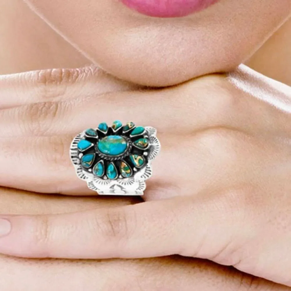 Matrix Turquoise Southwest Ring Sterling Silver New