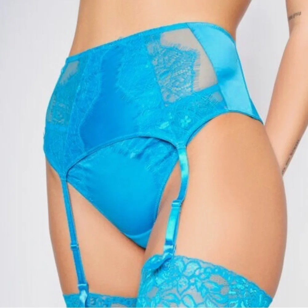 Ann Summers The Siren Waspie Garter Belt XS blue