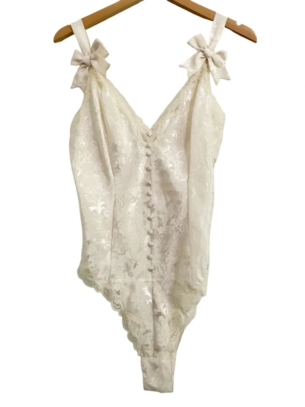 Vintage Victoria’s Secret One Piece Lace Bow Teddy Medium