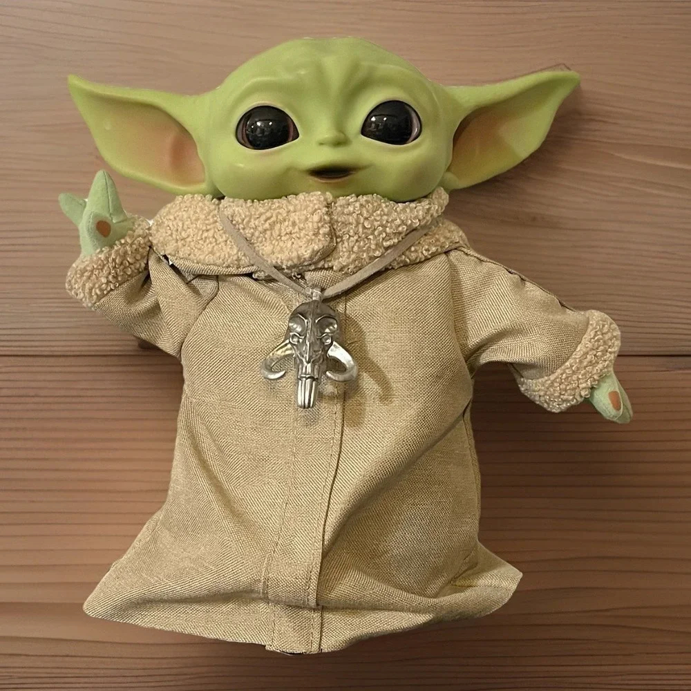 Baby Yoda Plush Toy Doll w/ Beige Outfit & Necklace Office Decor Mattel 2021 12