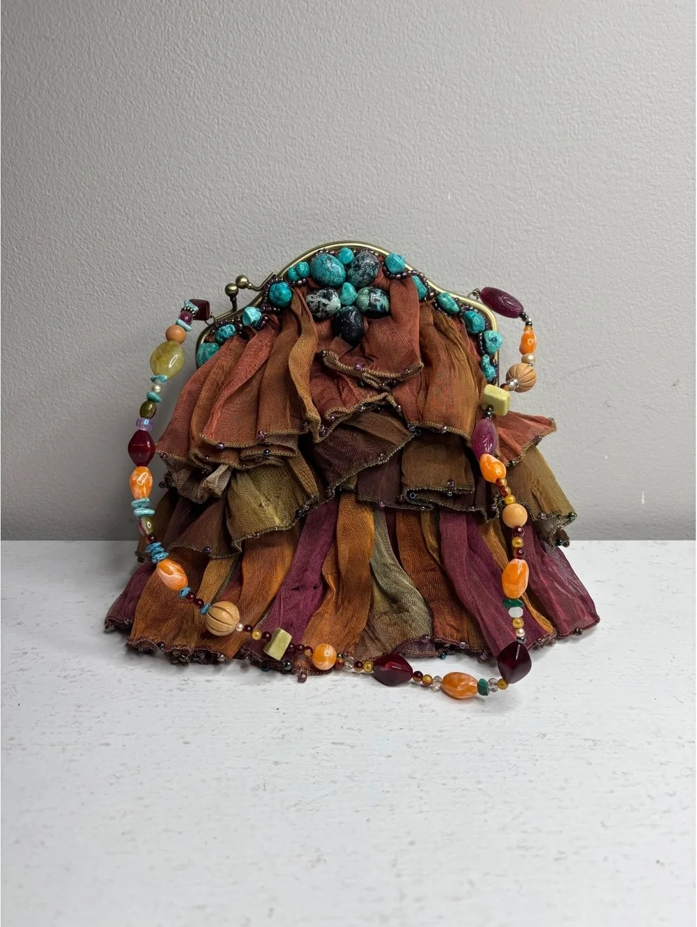 Mary Frances Retired Rock My Soul Beaded and Ruffled Purse