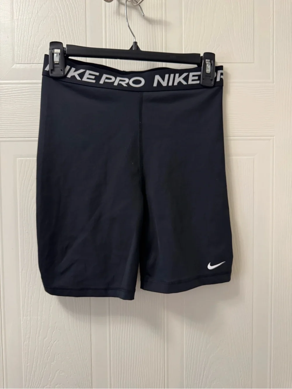 Nike Pro Black Women's Bike Shorts with White Swoosh