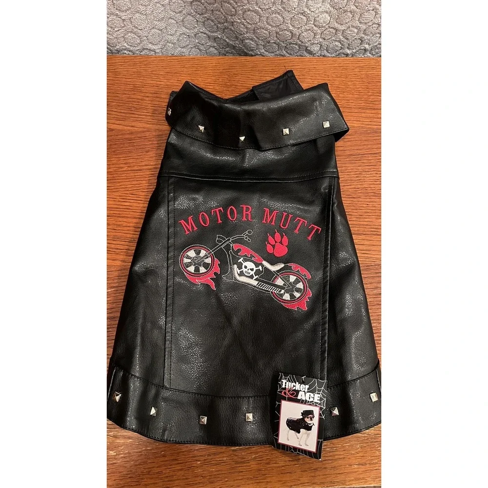 Biker outfit for Dogs TUCKER & ACE Black Motorcycle Skull Jacket M Halloween