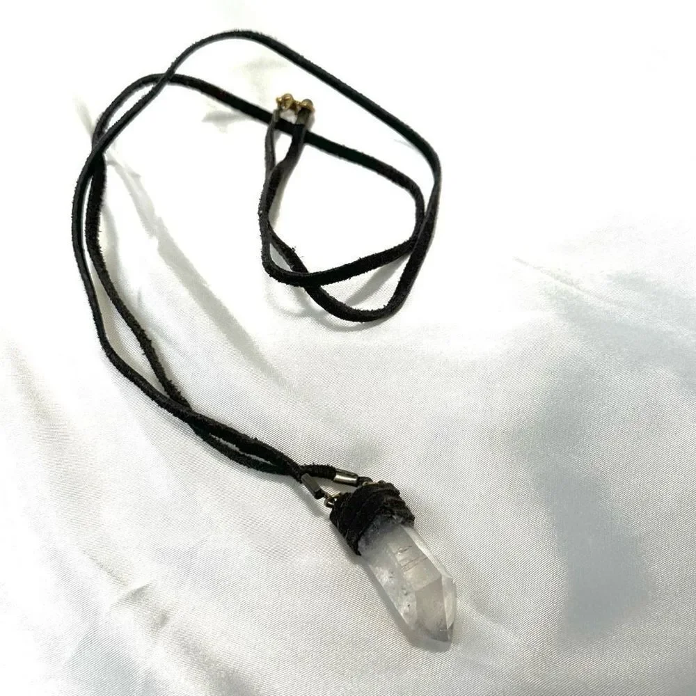 raw quartz crystal pendant necklace