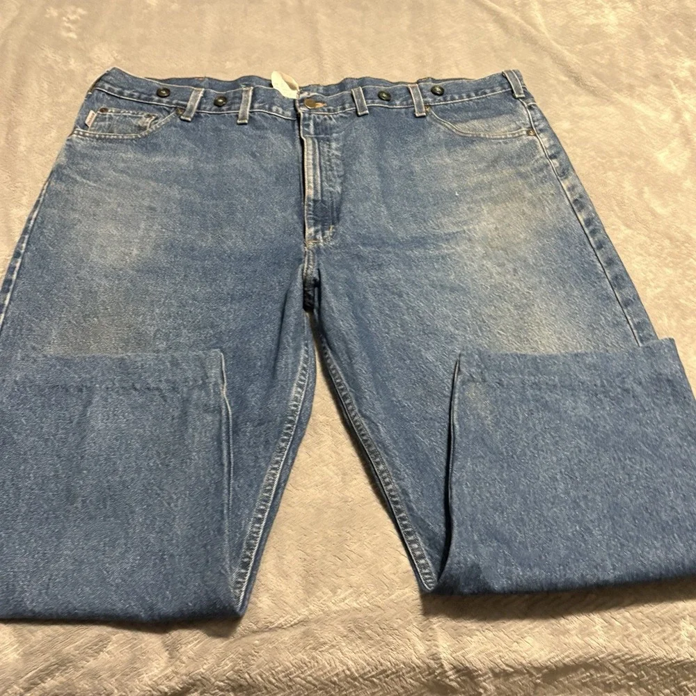 Carhartt Loose Fit Jeans Men's 48x30 Blue Denim Workwear Straight Leg B17DST