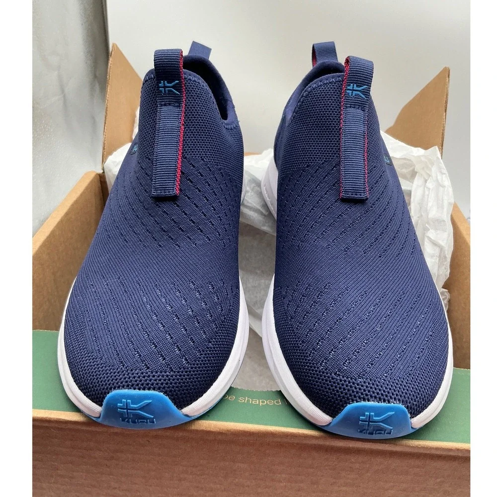 Kuru Atom Navy Blue Knit Slip On‎ Walking Sneakers Womens 9 Medium Support Shoes