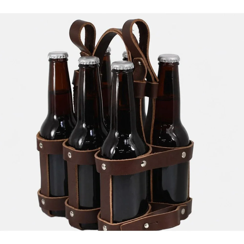 Fyxation's MILWAUKEE  6-Pack Bottles Or Cans Bike Caddy Full Grain Leather EUC