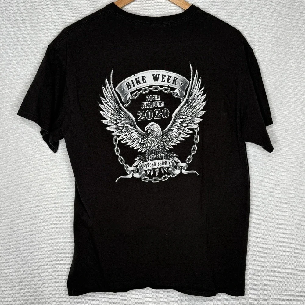 Daytona Beach Bike Week‎ 2020 T-Shirt Black MED Motorcycle Biker Eagle READ SIZE