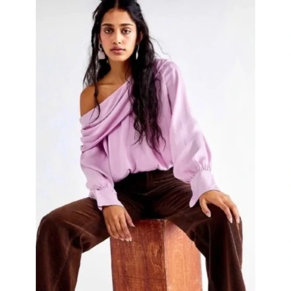 Free People Jenna Off The Shoulder Top Moonlit Orchid‎ Size Medium