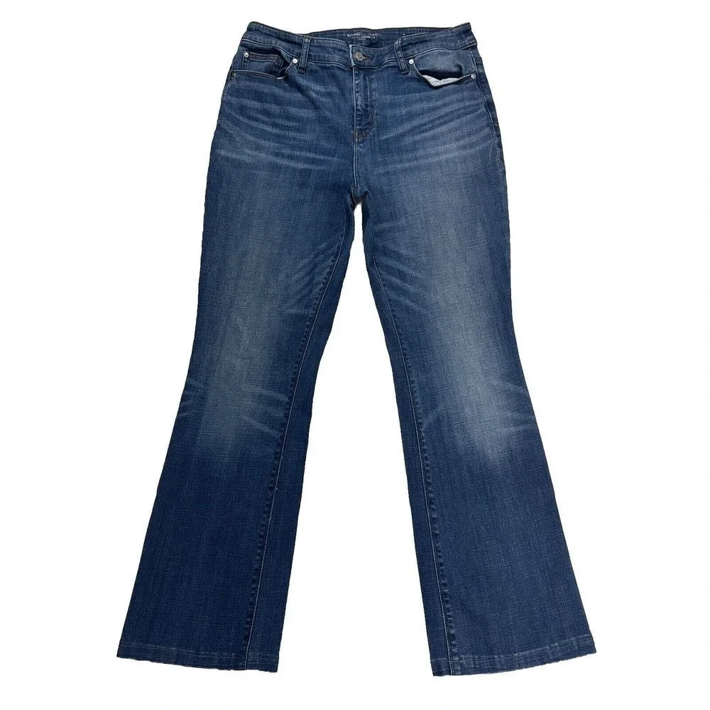 Chico's Jeans Womens 10R Bootcut Blue Denim‎ Faded Stretch Western Work 32x29