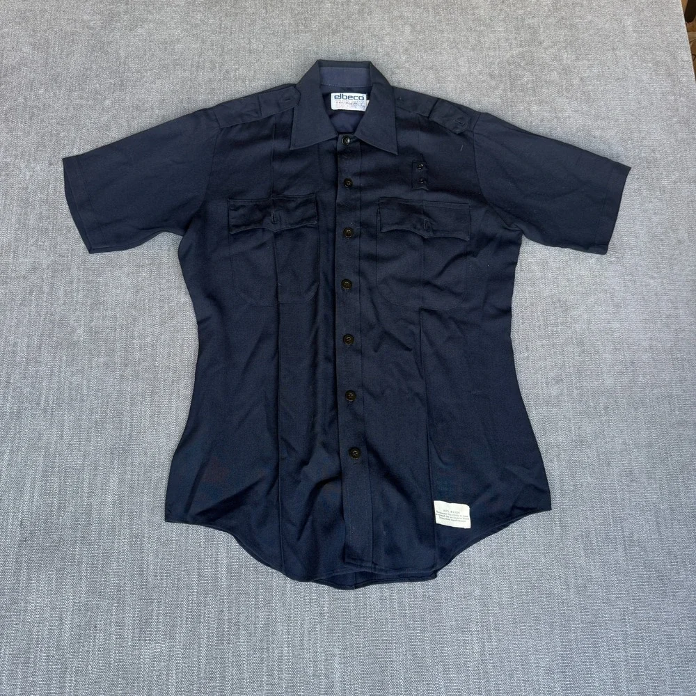 Elbeco Special Duty Tropical Police Uniform Shirt Men 15.5 Navy Shoulder Epaulet