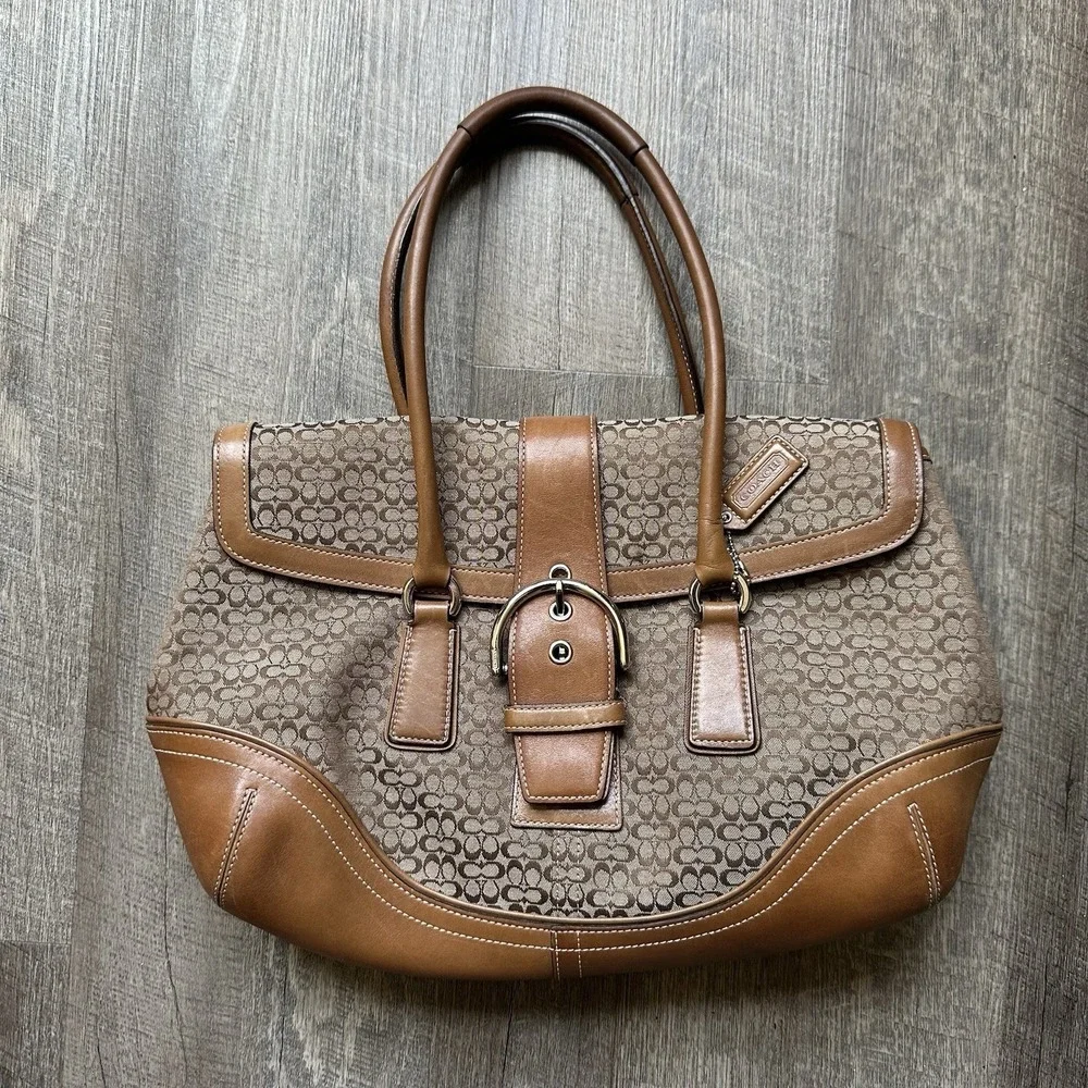 COACH Soho Signature‎ Hobo Shoulder Bag 6821 Tan Y2K Vintage