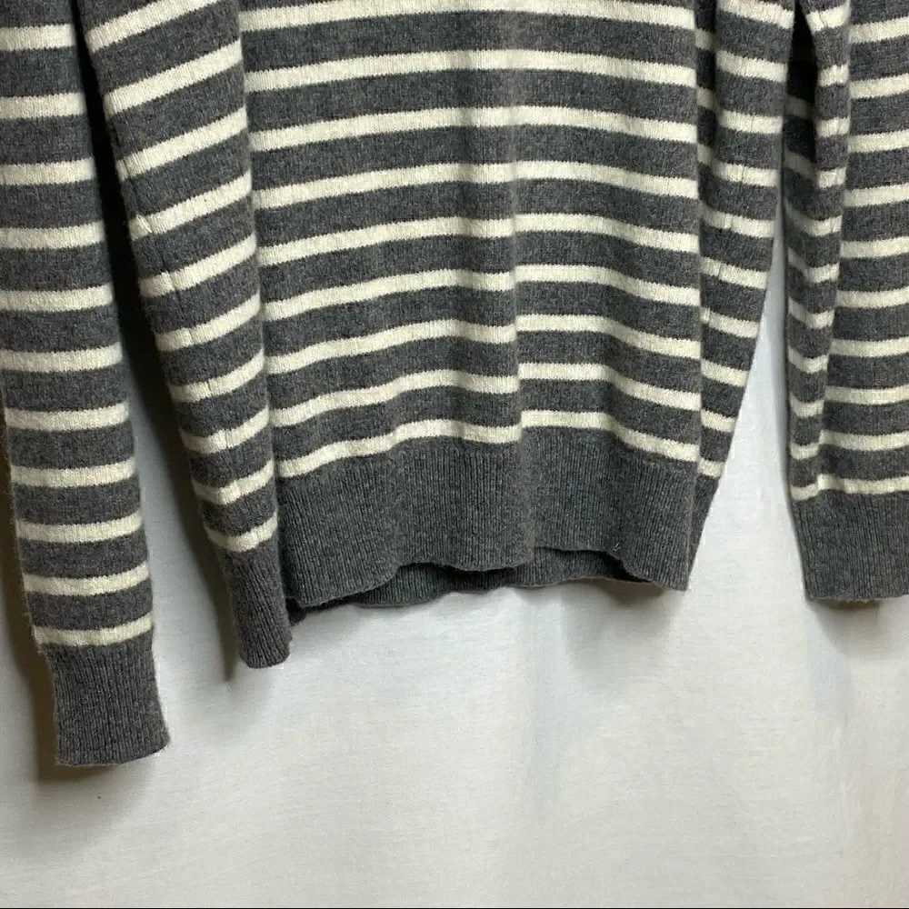 J. Crew Factory gray and white striped lambs wool sweater size L