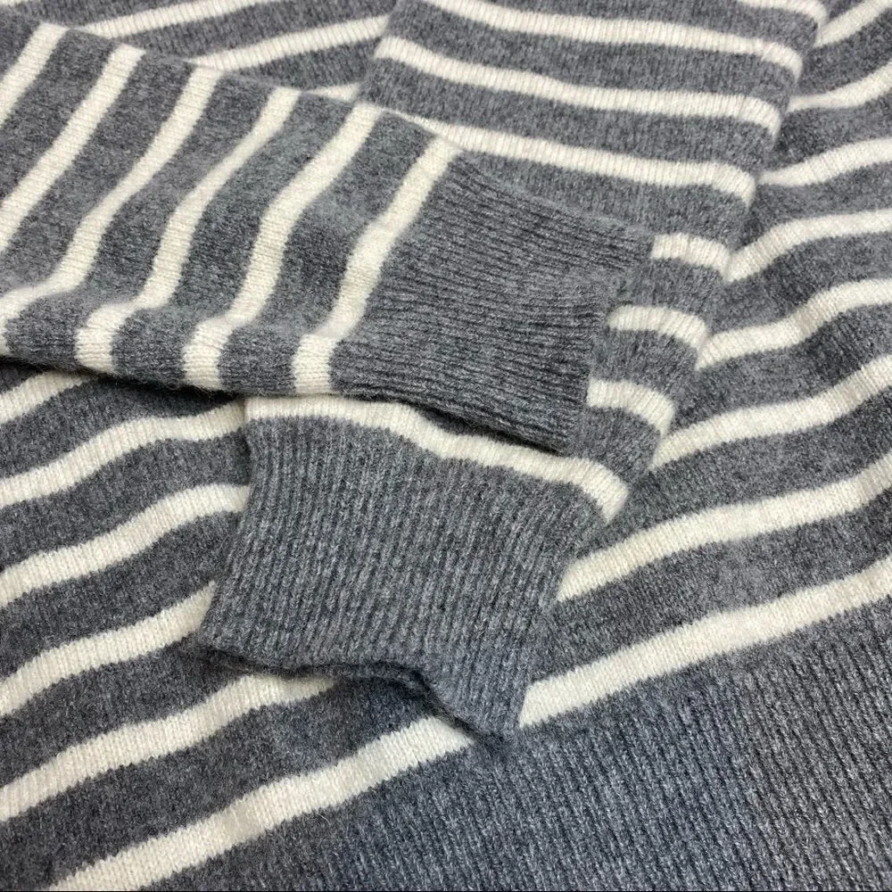 J. Crew Factory gray and white striped lambs wool sweater size L