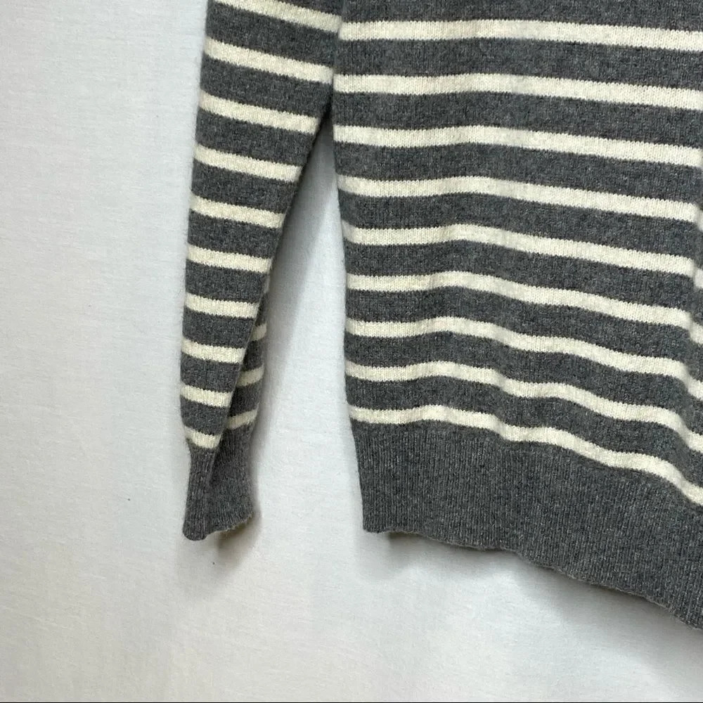 J. Crew Factory gray and white striped lambs wool sweater size L