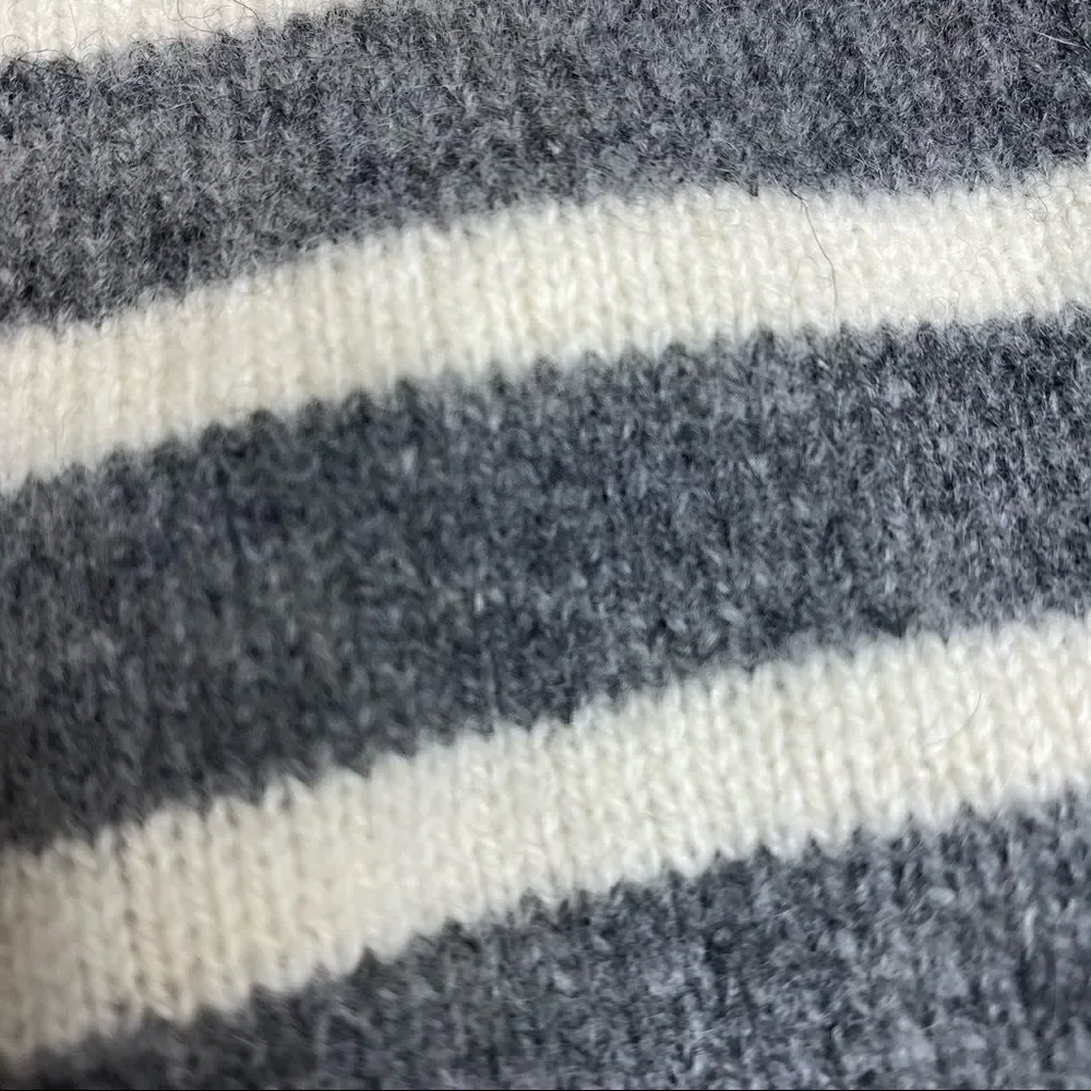 J. Crew Factory gray and white striped lambs wool sweater size L
