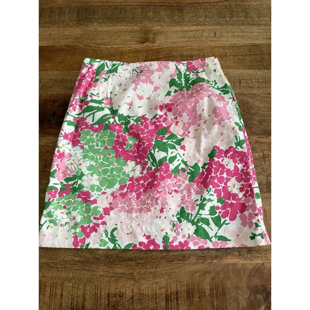 Lauren Ralph Lauren‎ Skirt Womens 8 Floral Pink Green Cotton Stretch