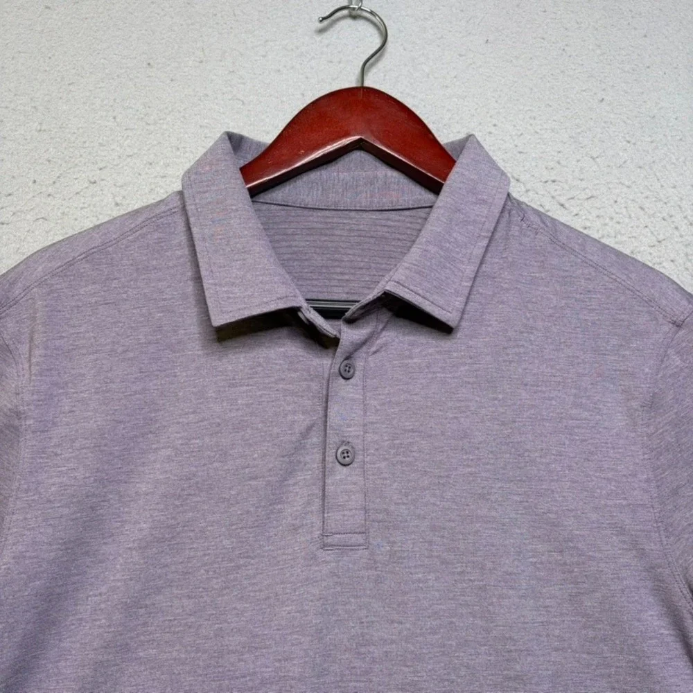 Lululemon Evolution Polo Shirt Mens Large Purple Heathered Short Sleeve Golf