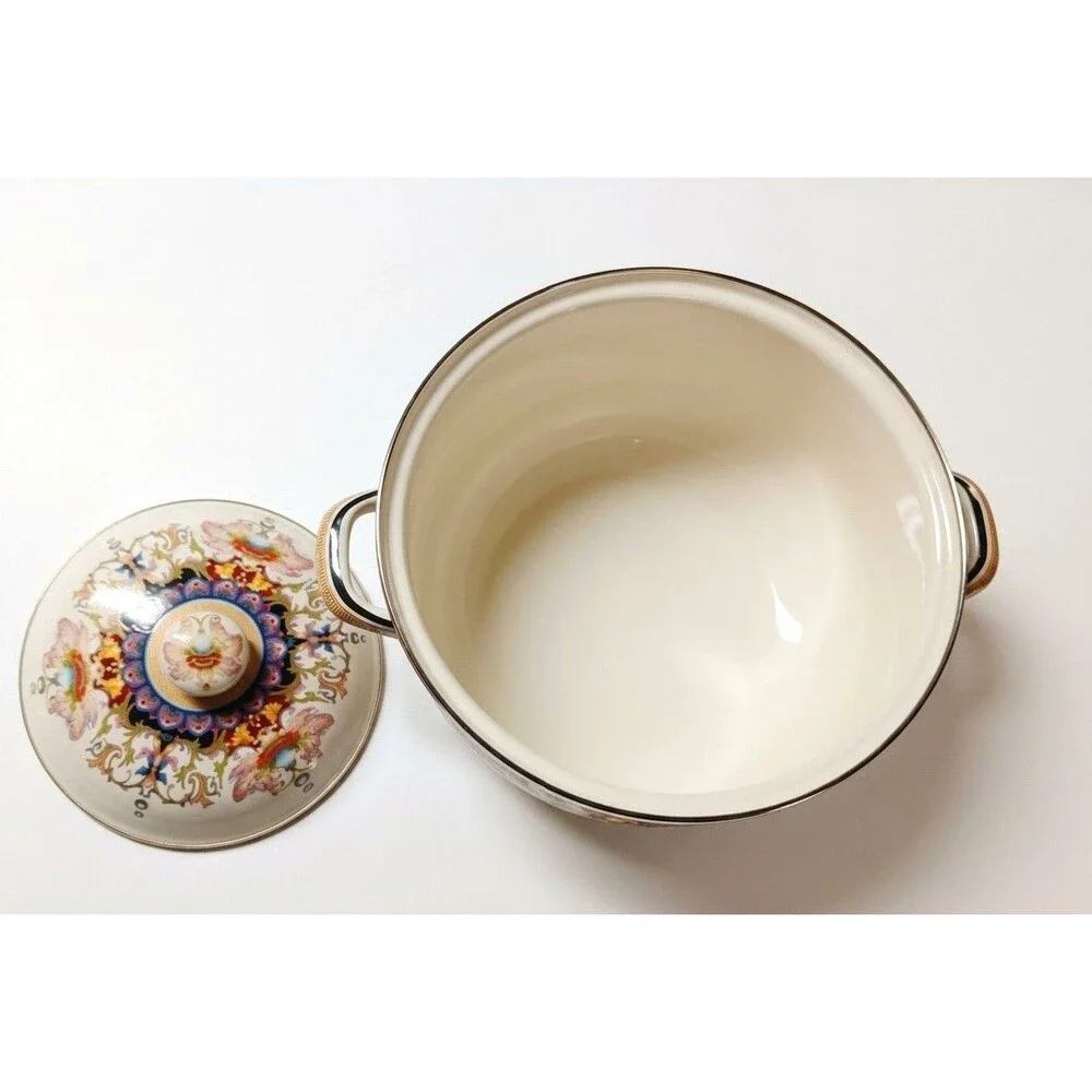 XJL 24cm Enamel Stockpot w/ Lid, 3.6 qt Multicolor Double Handle