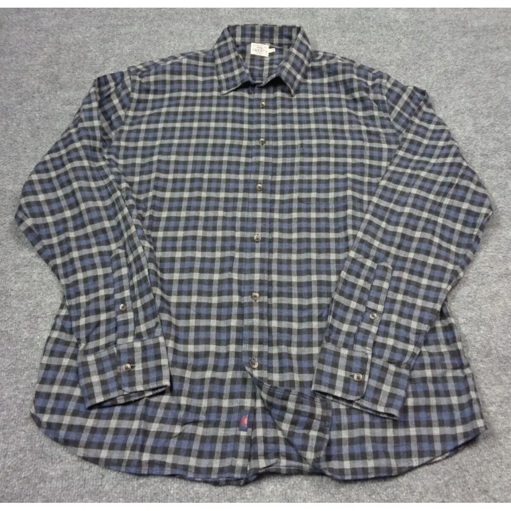 Faherty Flannel‎ Shirt Mens XL Blue Gray Plaid Long Sleeve The Movement 365