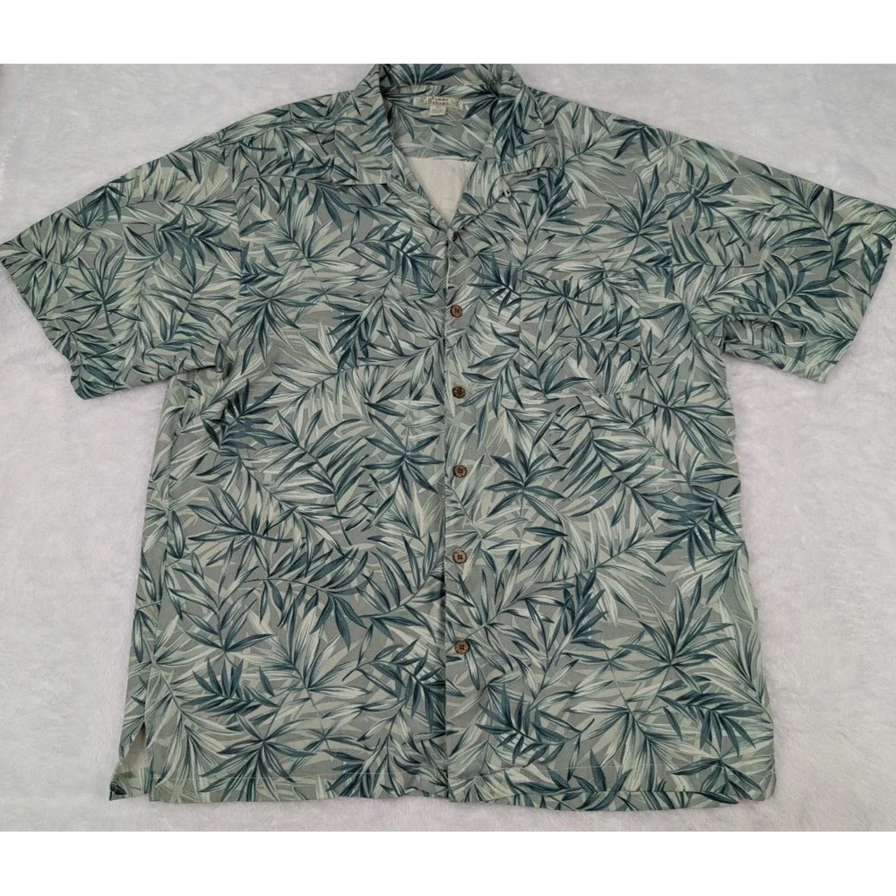 Tommy Bahama Silk‎ Shirt Men's Size XXL Short Sleeve Bamboo Leaf Print *Read