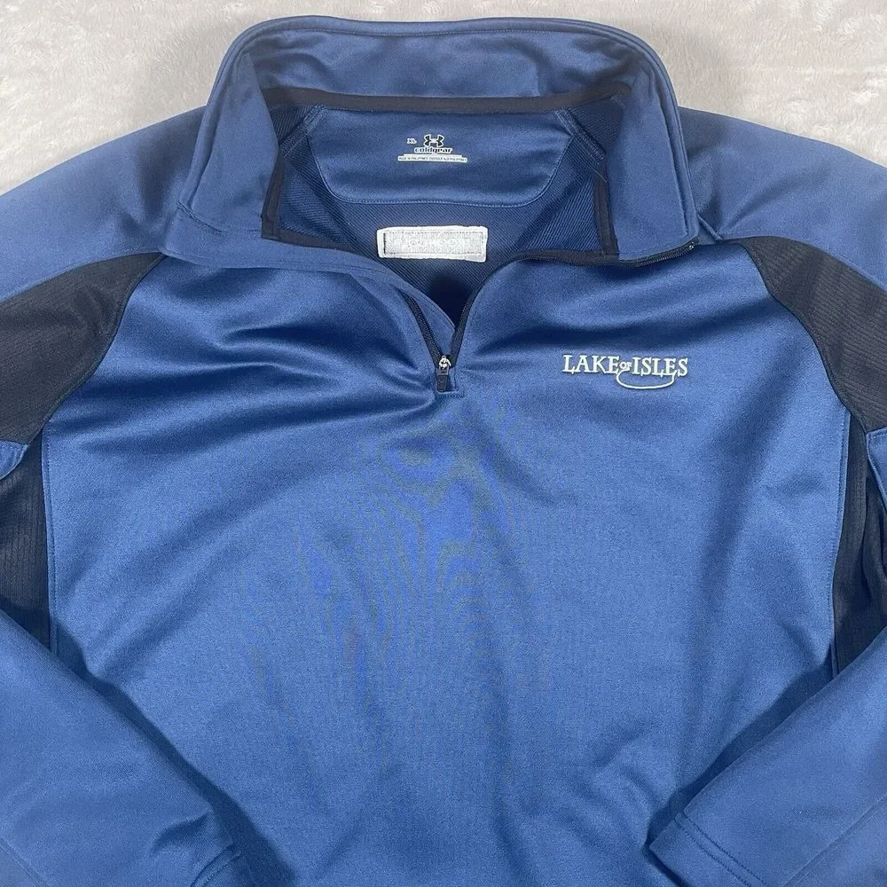 Under Armour Elite Coldgear 1/4 Zip Pullover Mens Size XL‎ Navy Blue Troon Golf