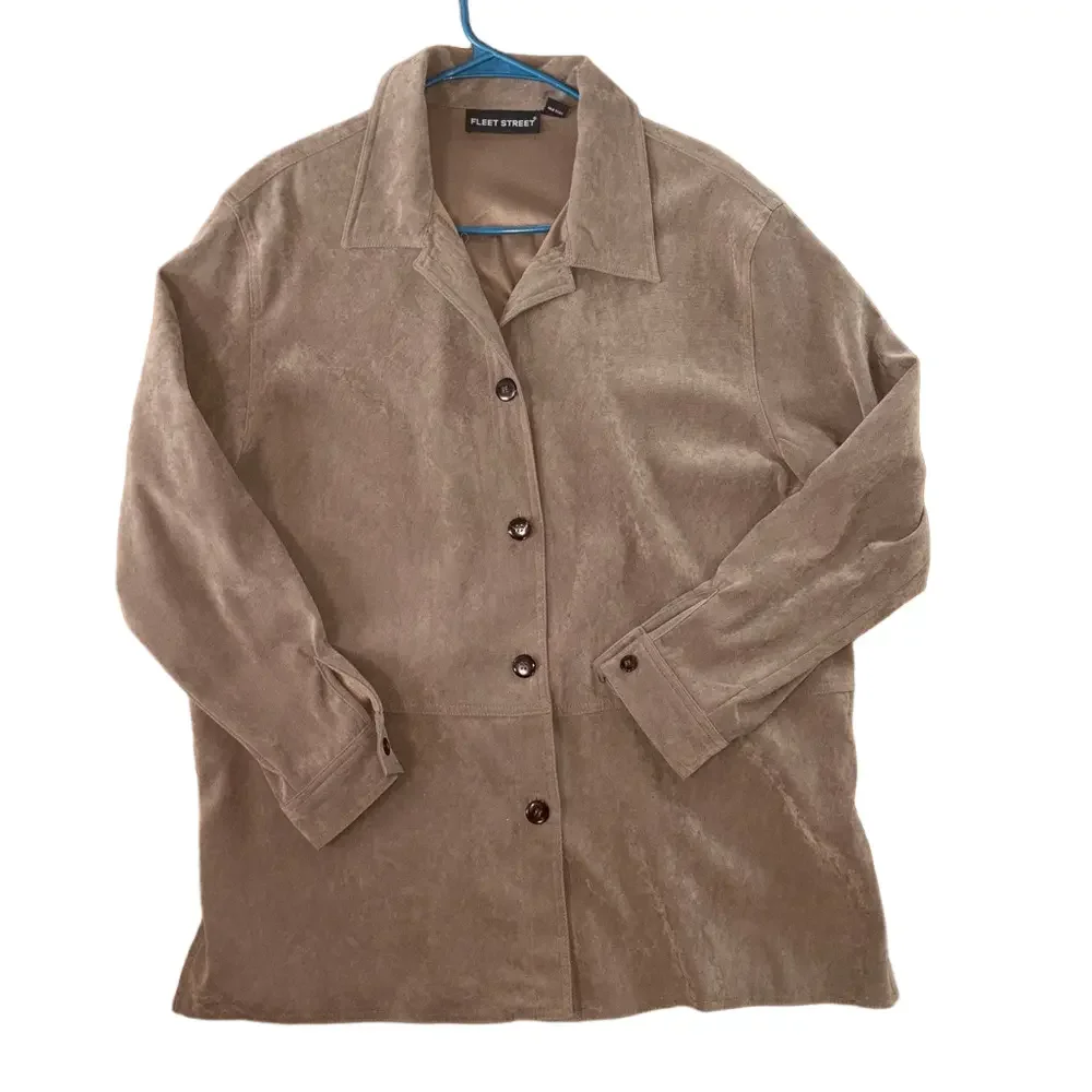 Fleet Street Faux Suede Button Front Overshirt Jacket Size Large