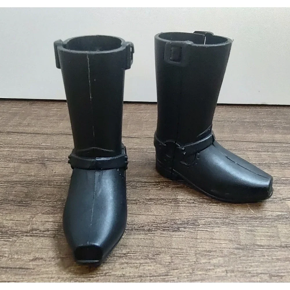 BARBIE SHOES KEN BOOTS BLACK TALL SNAPS OPEN CLOSE FASHION STYLE CUTE DOLL SHOES