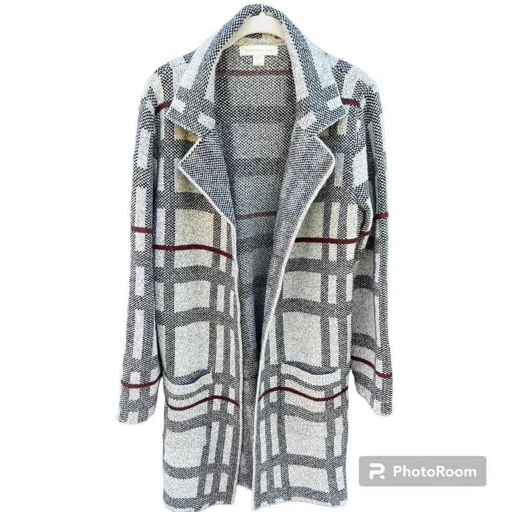 MONTEAU‎ Cardigan Plaid/Tartan Sweater size Large