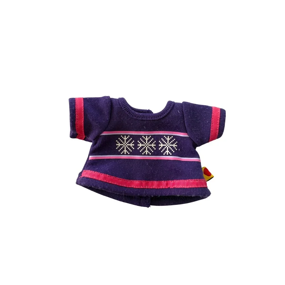 Build-A-Bear Smallfrys Purple Snowflake Shirt Pink Trim Plush Doll Clothes 09/12