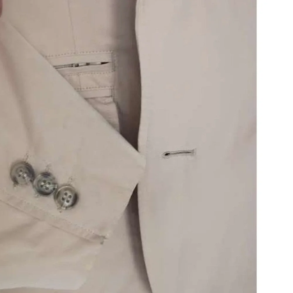 Territory Ahead 100% Cotton Tan Blazer Jacket‎ L Button Up Lapel Collar Light