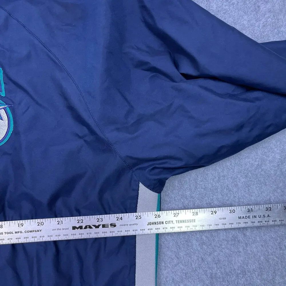 VTG Seattle‎ Mariners Majestic Pullover Jacket Windbreaker XL Blue 1/4 Zip MLB