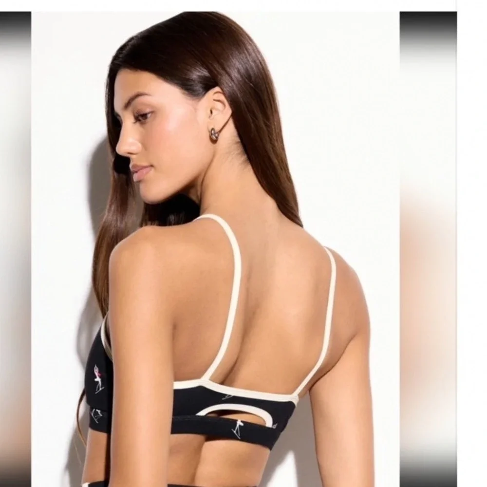 Spiritual‎ Gangster Nirvana Sports Bra Black Skier Print Yoga Top Small