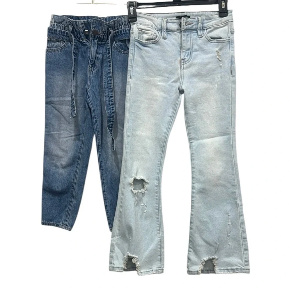 GAP Girls Blue jeans bundle of 2 Flare distressed and mons jeans size 7-8
