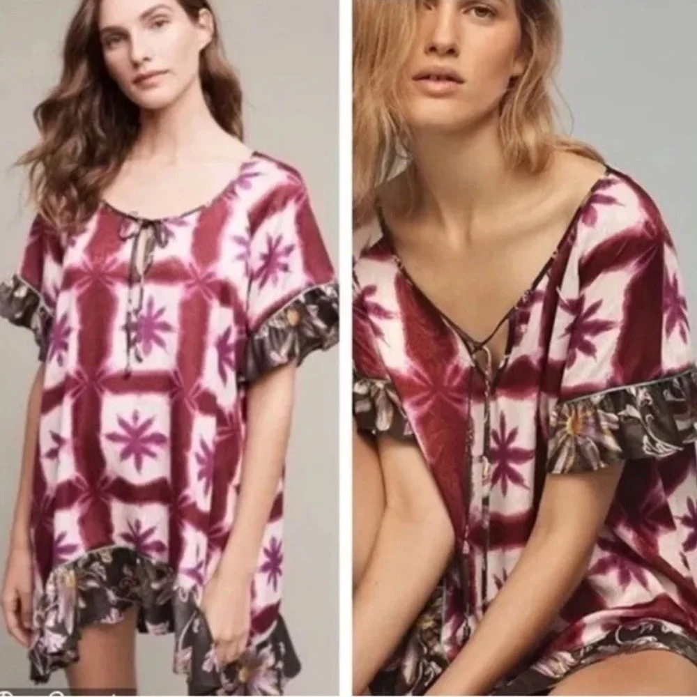 Anthropologie Eloise Shibori Blooms Chemise Small