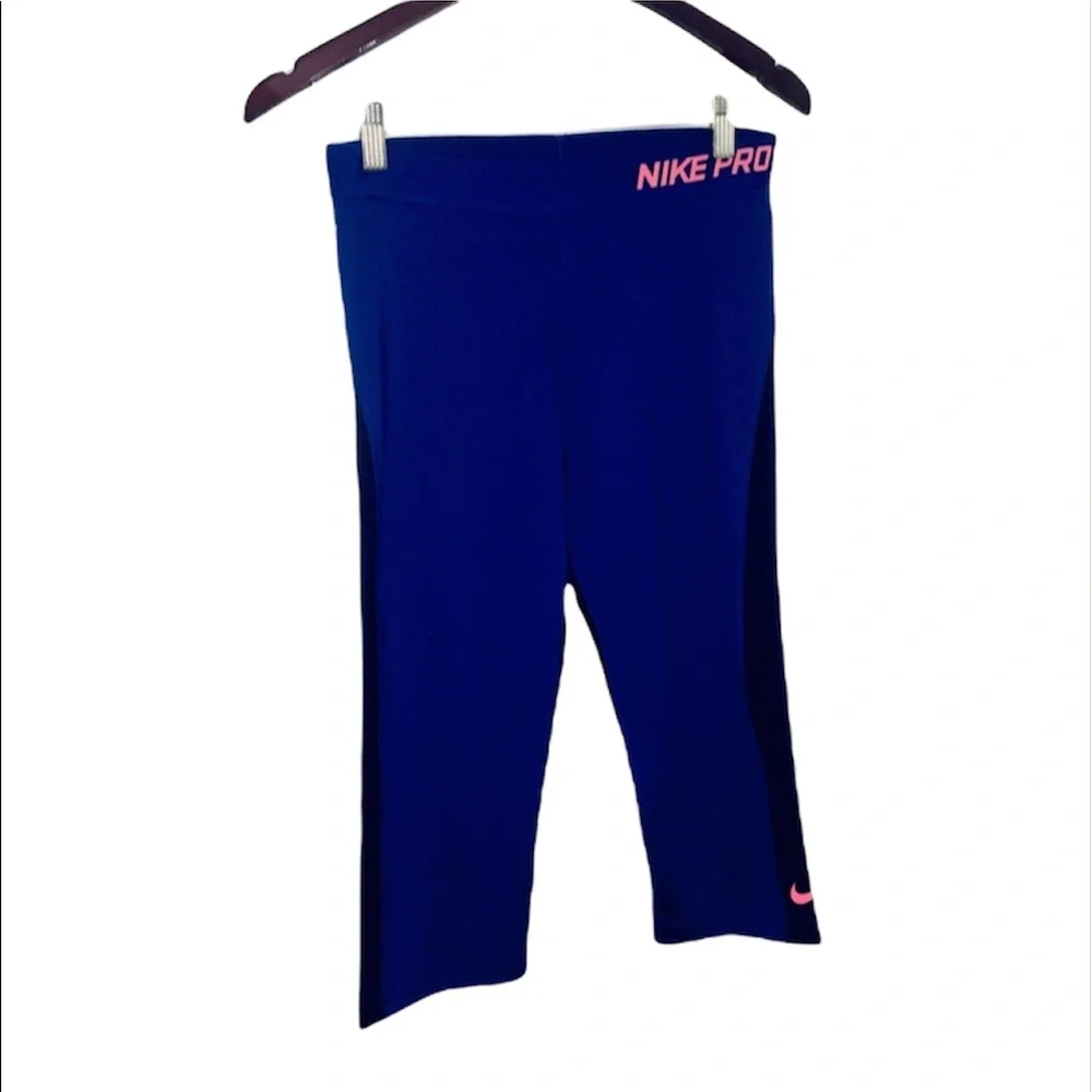 NWT Nike: Large Blue & Black Nike Pro Workout Leggings