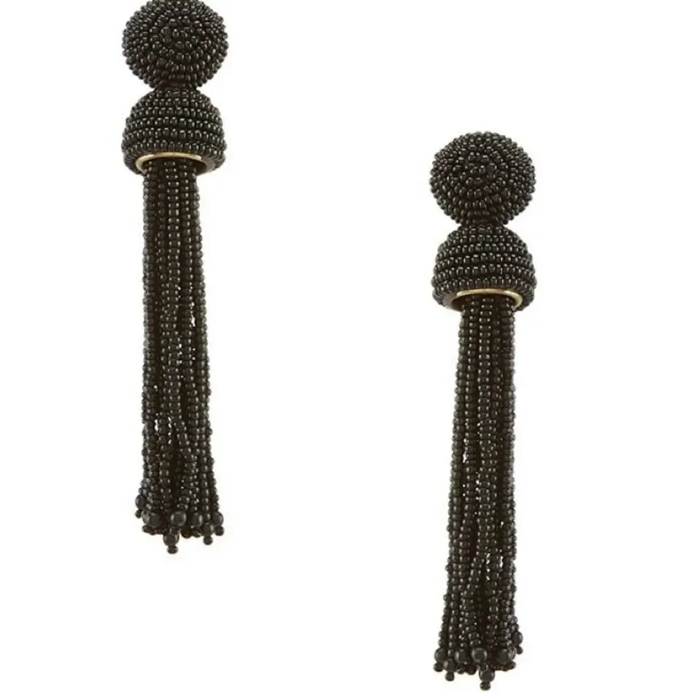 Baublebar Black Beaded Tassel dangling Statement Earrings