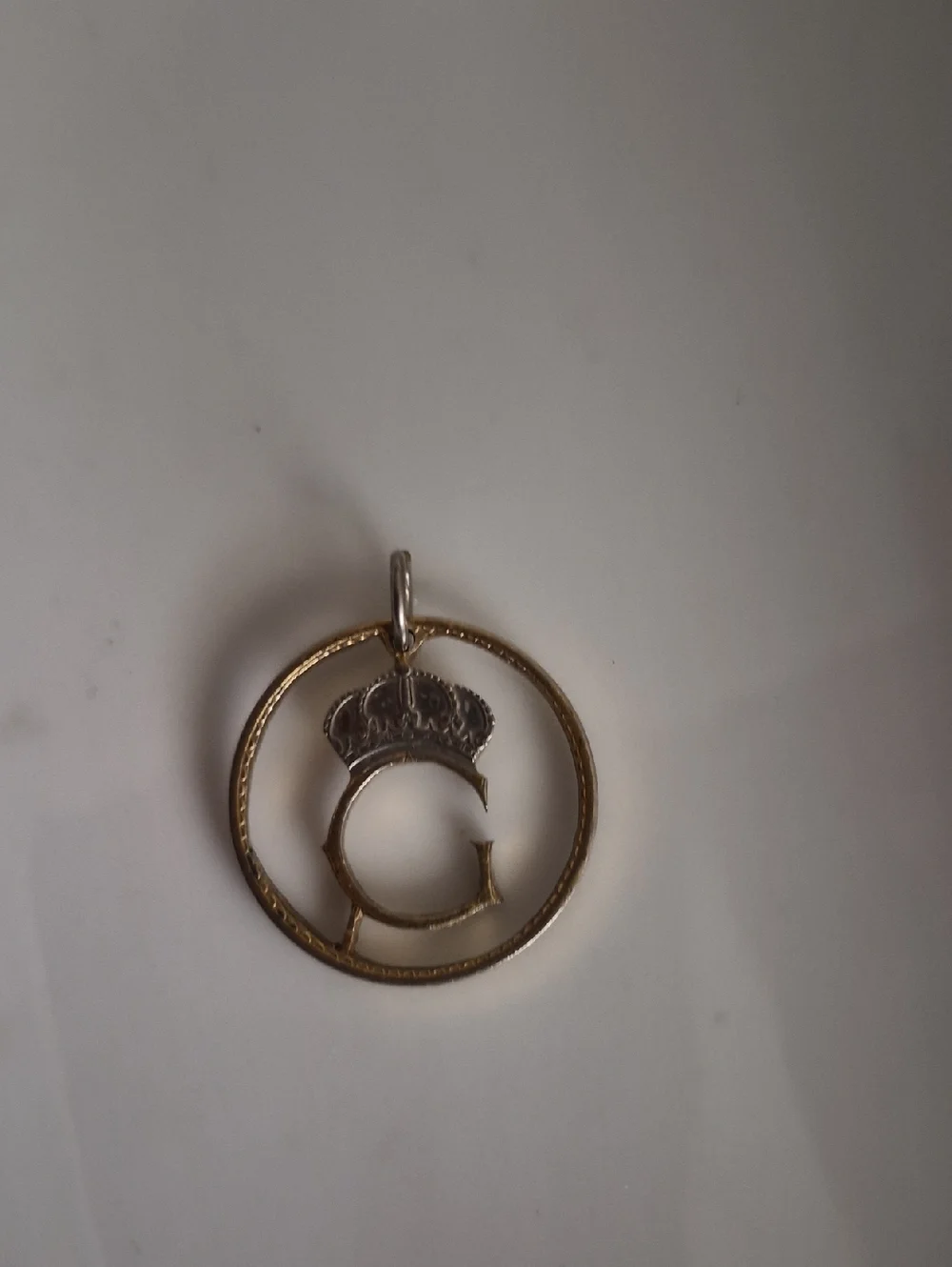 Vintage Swedish Crown Krona Coin Euro handcrafted  cut-out Pendant Charm