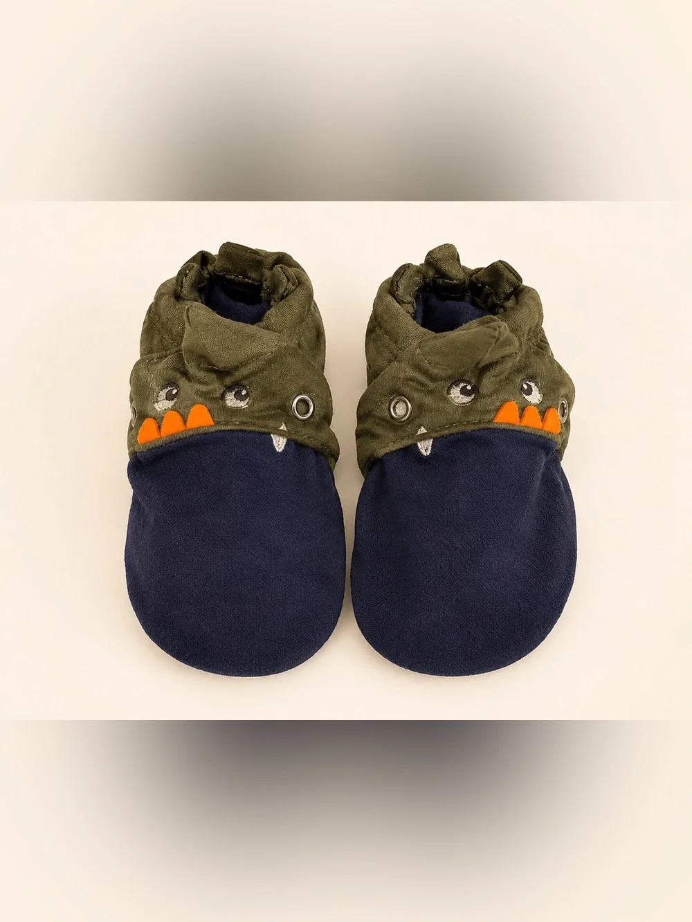 Robeez Baby Soft Sole Animal Slippers Green Navy 6–12 Months