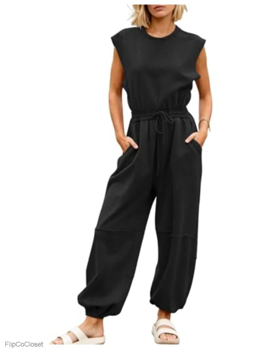 Women's Casual Cotton Blend Jumpsuit with Pockets