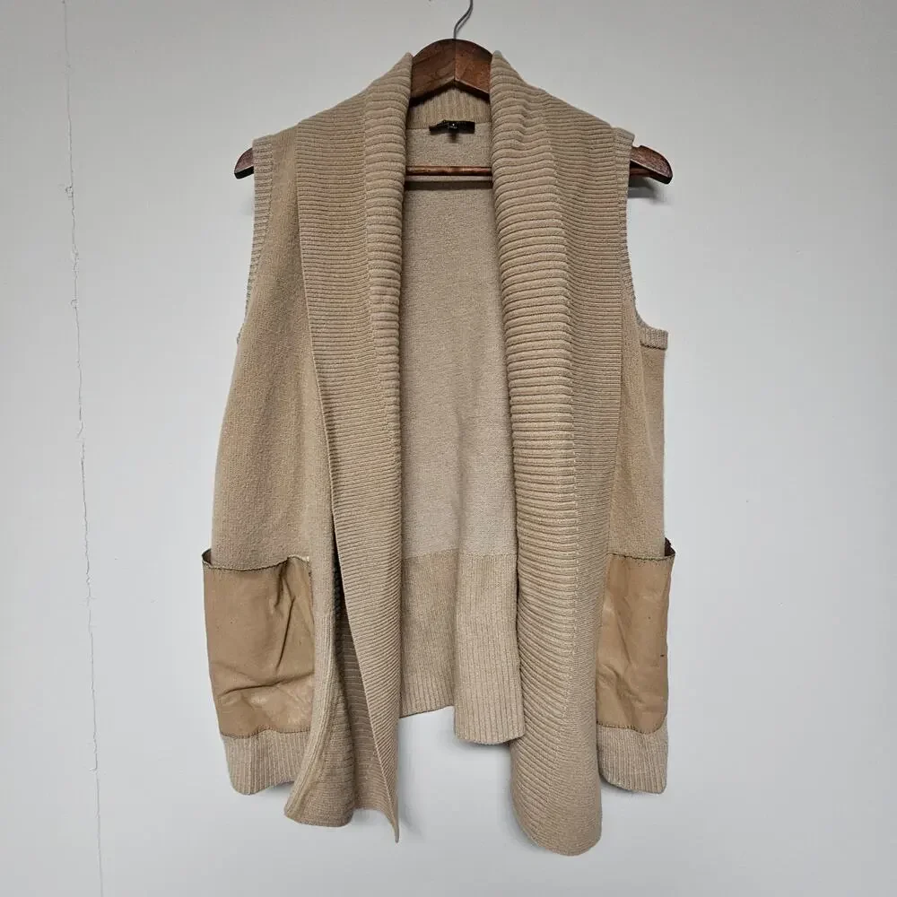 LaFayette 148 Tan Wool Lagenlook‎ Oversized Cardigan Size Small Layering Cozy