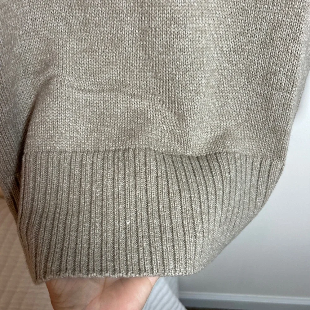 Zenana Womens Oatmeal Heather Mock Neck Long Sleeve Knit Sweater‎ Dress Small