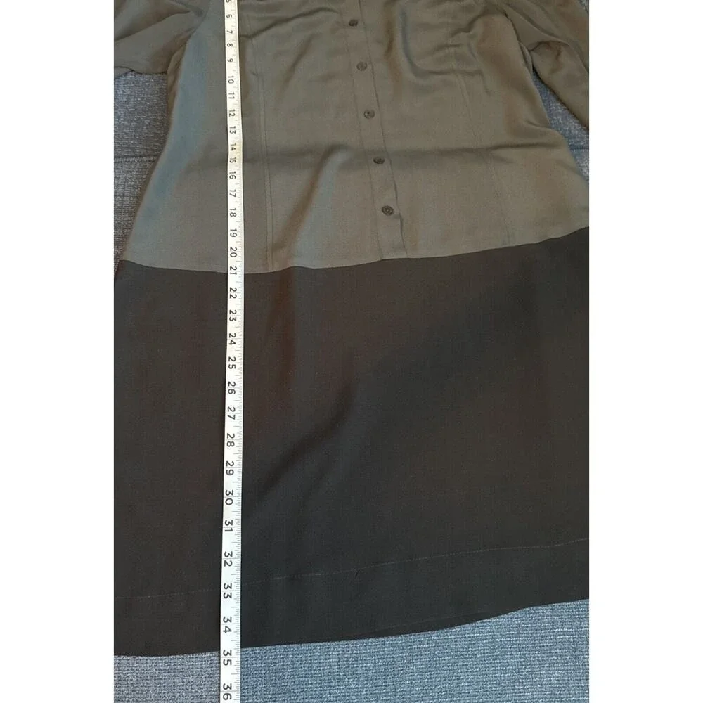 Eileen Fisher Dress Women Small 100% Silk Gray/Black Roll Tab Sleeve Oversize‎
