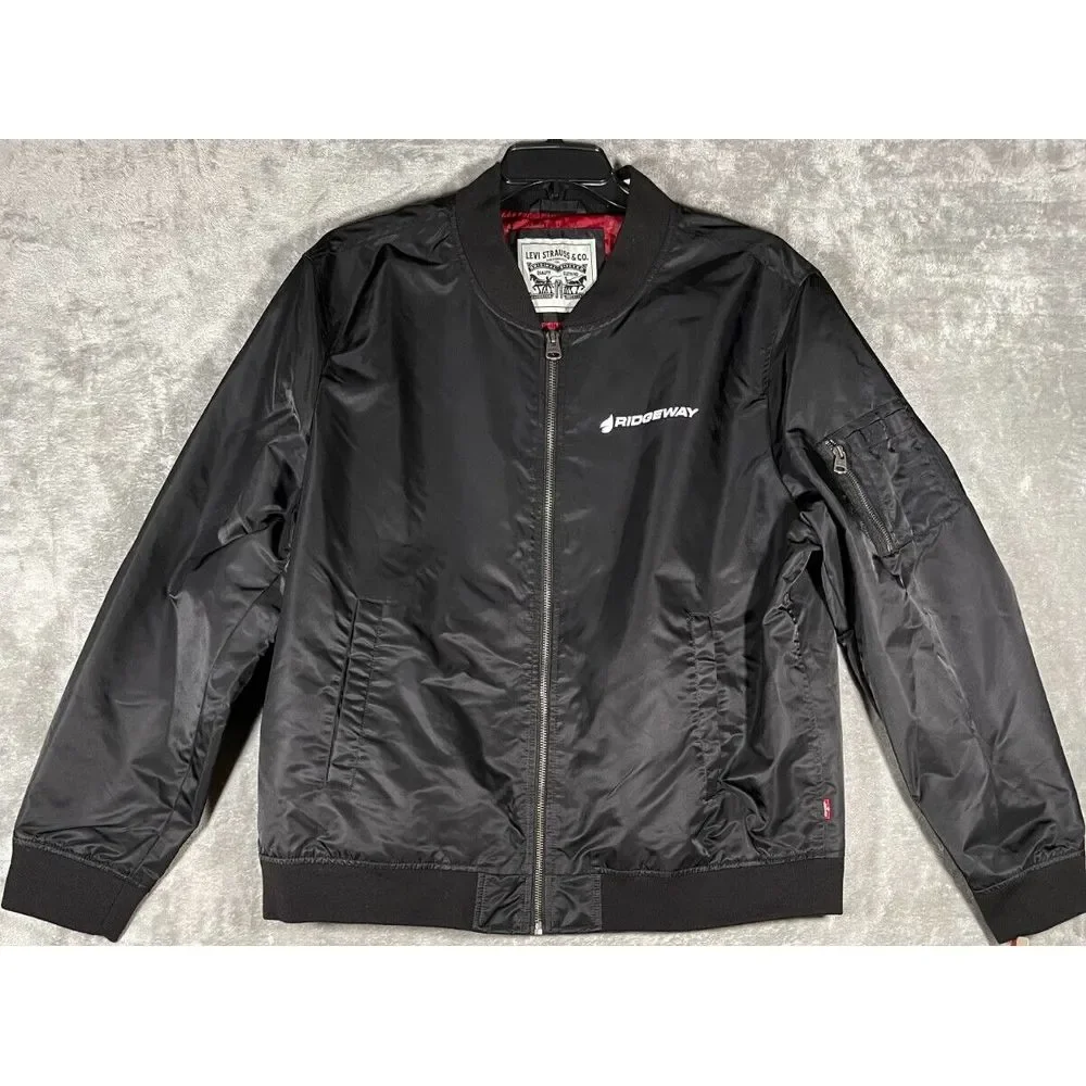 Levis Jacket Mens‎ Large Black Bomber Windbreaker Rain Coat Biker Motorcycle Top