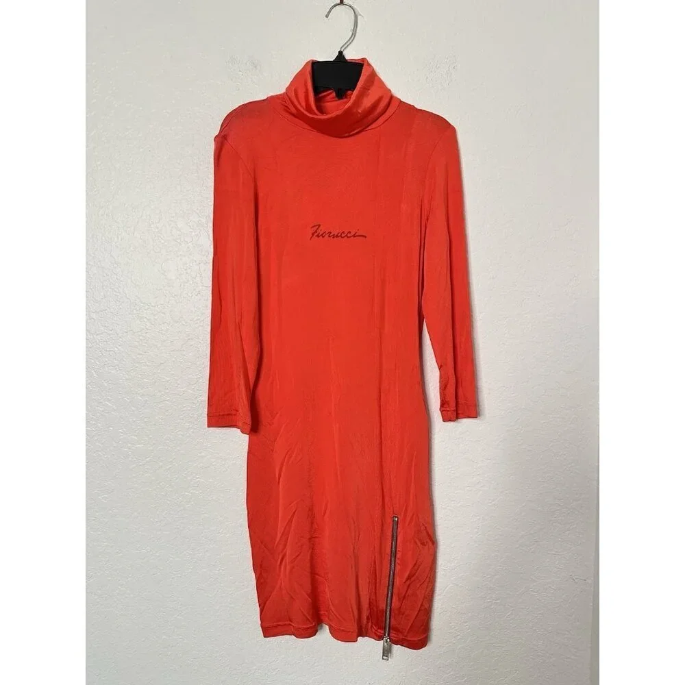 Fiorucci Bodycon Dress Turtleneck Long Sleeve Mini Dress Red Size EU 40 US 6 NWT
