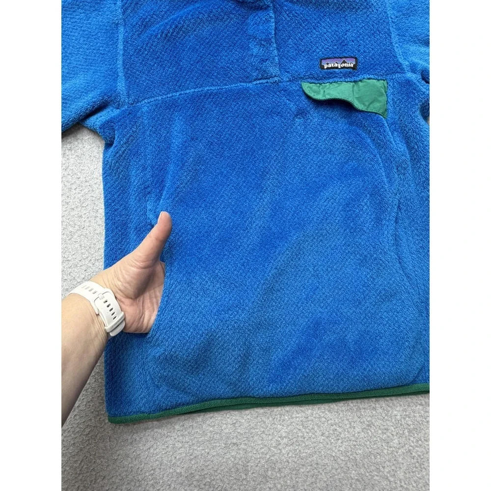 Patagonia Fleece Jacket Womens XS Blue Snap Pullover High Pile Thermal Pockets