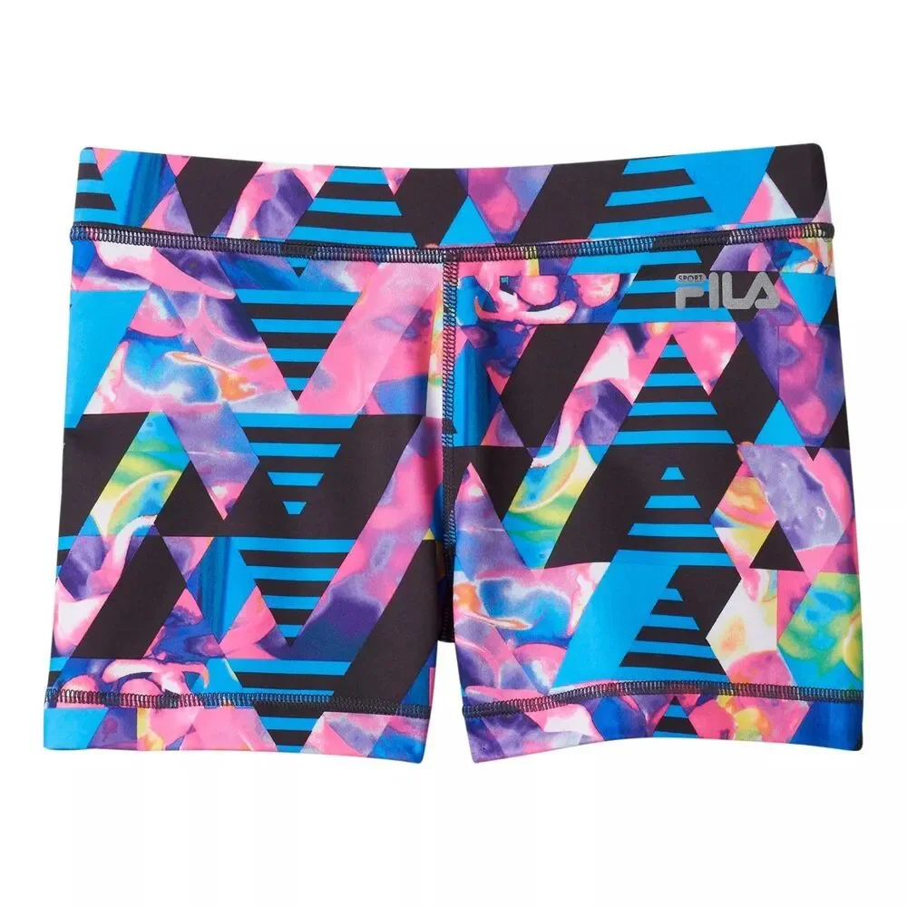 Fila Sport Girls Colorful Geometric Compression Athletic Bike Shorts L (14)