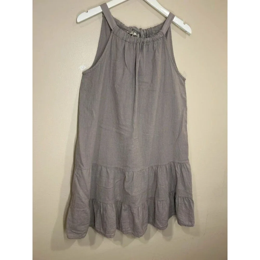 Bella Umbra Linen Blend Women's SM Taupe Flowy Summer Dress Cottagecore